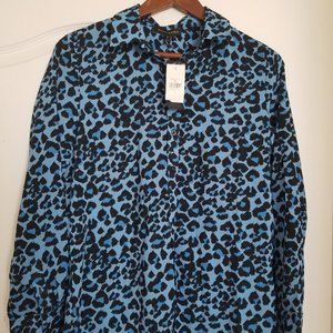 Banana Republic Cheetah print Blouse, Blue, Size S